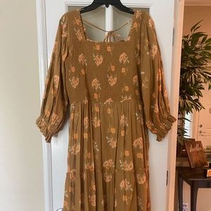 Ivy City Co Mustard Floral Long Sleeve Dress